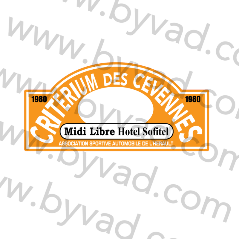 1 Plaque de Rallye Adhésive Rallye des Cevennes 1980