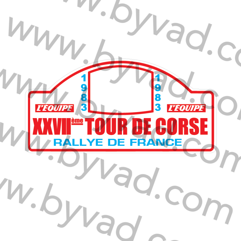 Plaque de rallye Tour de corse