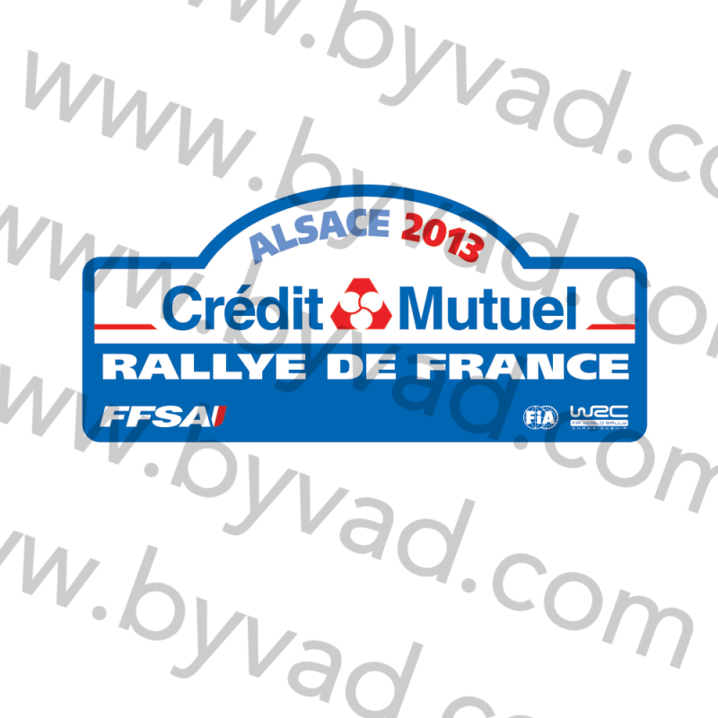 1 Plaque de Rallye Adhésive Rallye d'Alsace 2013