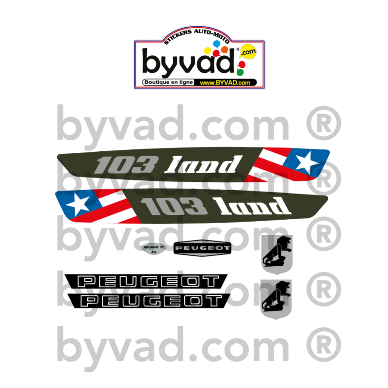 Kit autocollants Peugeot 103 Land