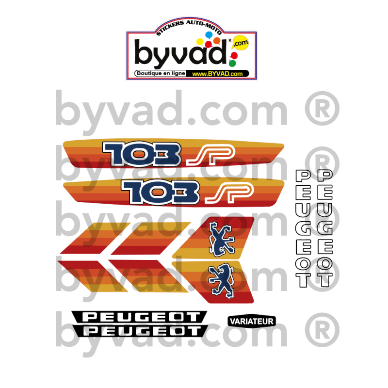 Kit autocollants Peugeot 103 SP Orange