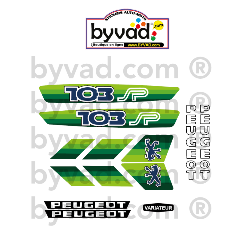 Kit autocollants Peugeot 103 SP Vert