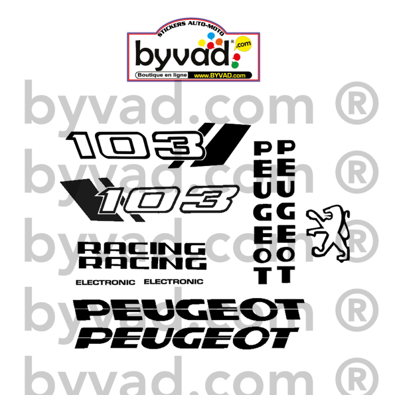 Kit d'autocollants Peugeot 103 MVL, SP... type RCX Racing
