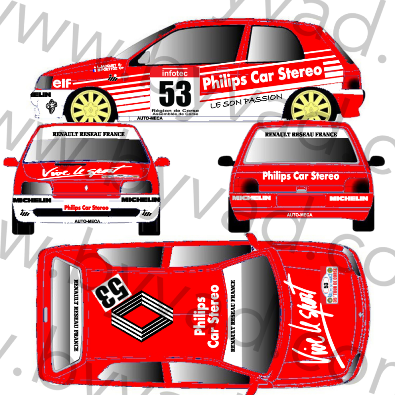 Kit déco rallye Clio Philips Corse 1991