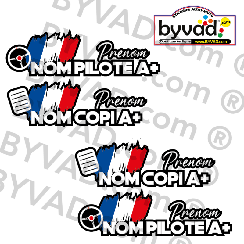 Lettrage Pilote Copilote avec rebord 2