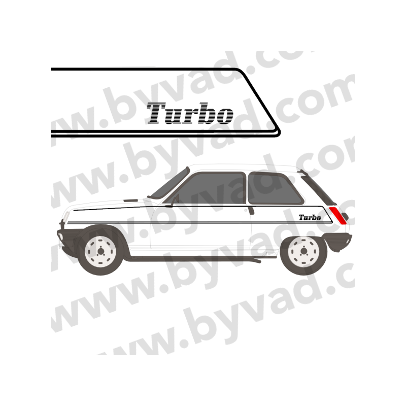 Autocollant noir Turbo de lunette Arrière - R5 Alpine Turbo (122B)