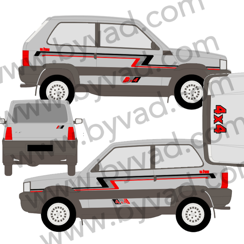 Kit autocollants FIAT PANDA VAL D'ISERE 3 coloris GRIS