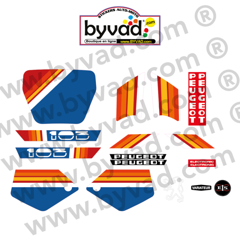 Kit autocollants complet Peugeot 103 Racing Phase 2