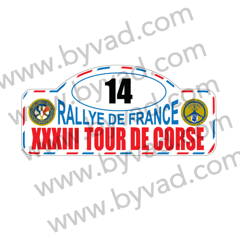 Plaque de rallye adhésive tour de corse 1989