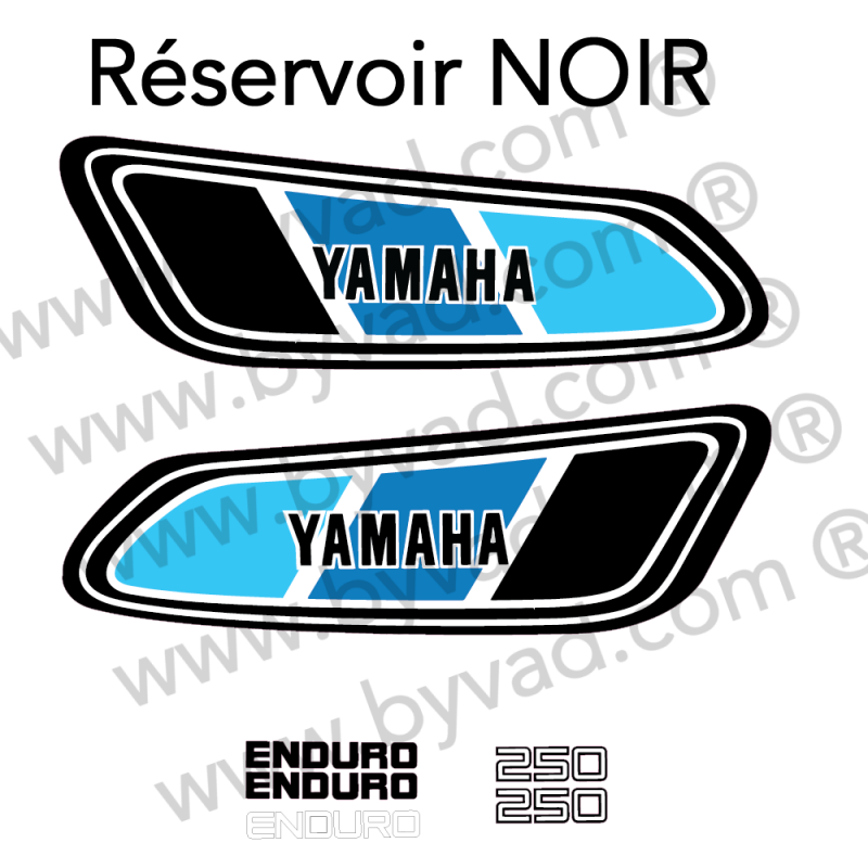 Kit autocollant Yamaha 250 DTMX 1977 Réservoir NOIR