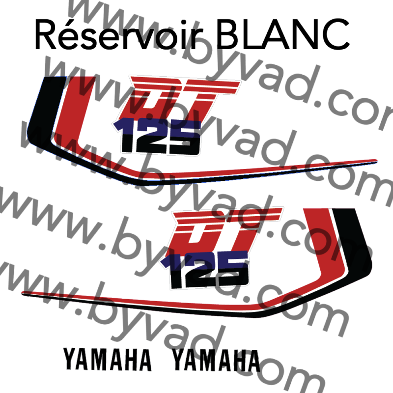 Autocollant moto Yamaha 125 DTMX 1986 Réservoir blanc