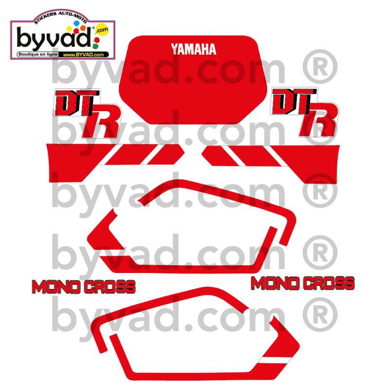 Kit déco autocollant YAMAHA 50 DTR 89 BLANCHE
