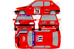 Kit déco Peugeot 205 Rallye Usine Corse 90 Version Devin