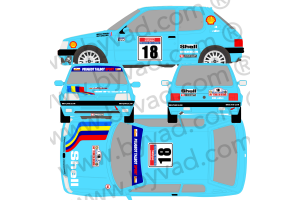 Kit déco Peugeot 205 Rallye Usine Corse 90 Version Véricel