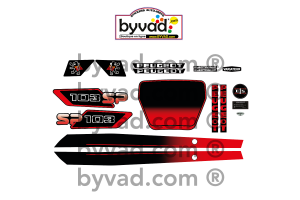 Kit autocollants Peugeot 103 SP Phase 3 Noir et Rouge