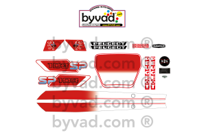 Kit autocollants Peugeot 103 SP Phase 3 Rouge et Blanc