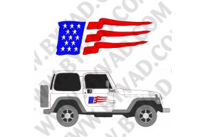 2 Sticker JEEP DRAPEAU USA