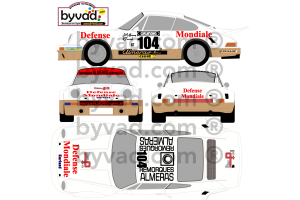 Kit déco Porsche 911 DEFENSE MONDIALE TOUR AUTO 1974