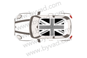 Sticker de toit Union Jack MINI Noir et Gris