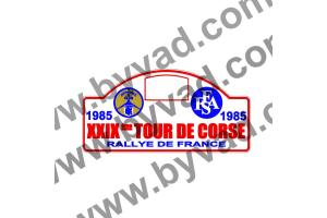 1 Plaque de Rallye Adhésive Tour de Corse 1985