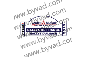 1 Plaque de Rallye Adhésive Rallye de France ALSACE 2010