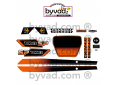 Kit autocollants Peugeot 103 SP Phase 3 Noir et Orange